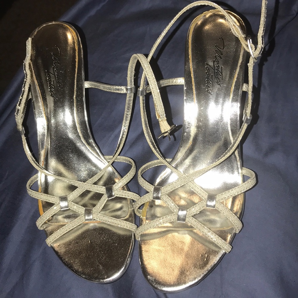 Silver strappy heels